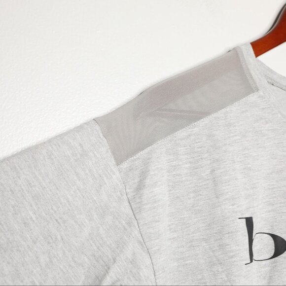 Bebe Sport Logo Boxy T-Shirt Mesh Shoulder Stretch Top Retro Grey Black Casual - Picture 7 of 9